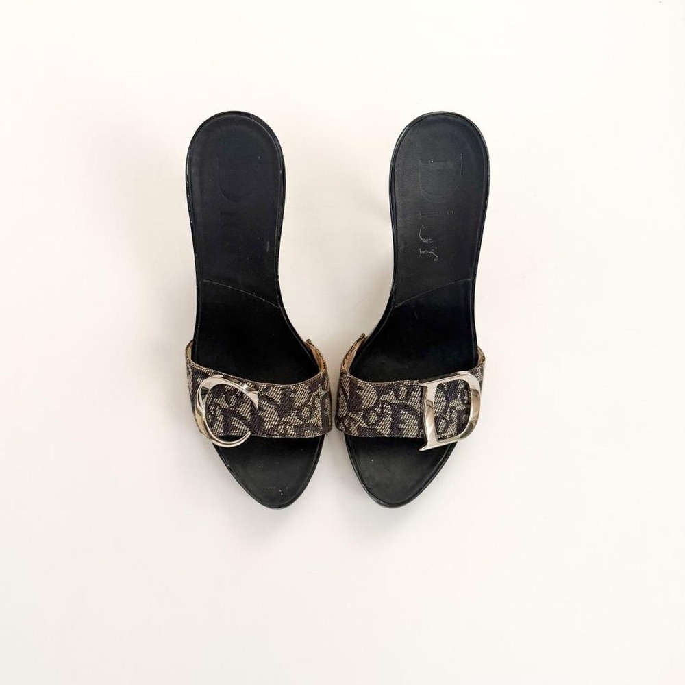 Christian Dior John Galliano trotter monogram mule heel black vintage IT 37 US 7 - Picture 2 of 8